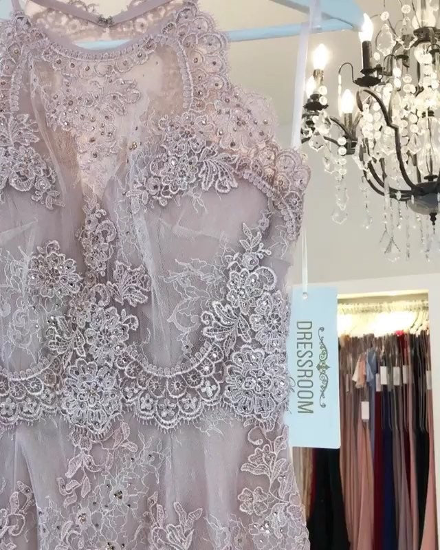Carregar imagem no visualizador da galeria, Beautiful Short Lilac Mermaid Lace Prom Dresses-BIZTUNNEL
