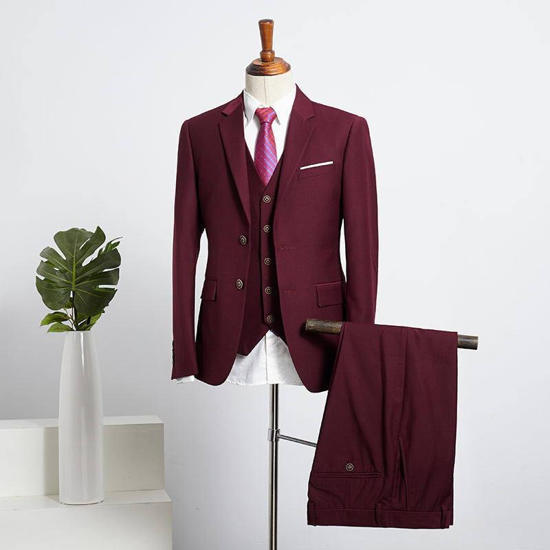 
                  
                    Ben Gorgeous Burgundy 3 Pieces Slim Fit Tailored Suit For Business
                  
                