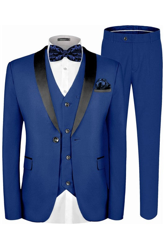Bennett Chic Royal Blue Three Pieces Shawl Lapel Wedding Men Suits