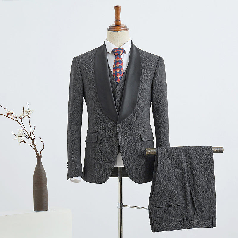 
                  
                    Bennett trendy dark gray 3 pieces slim fit wedding suit for grooms
                  
                