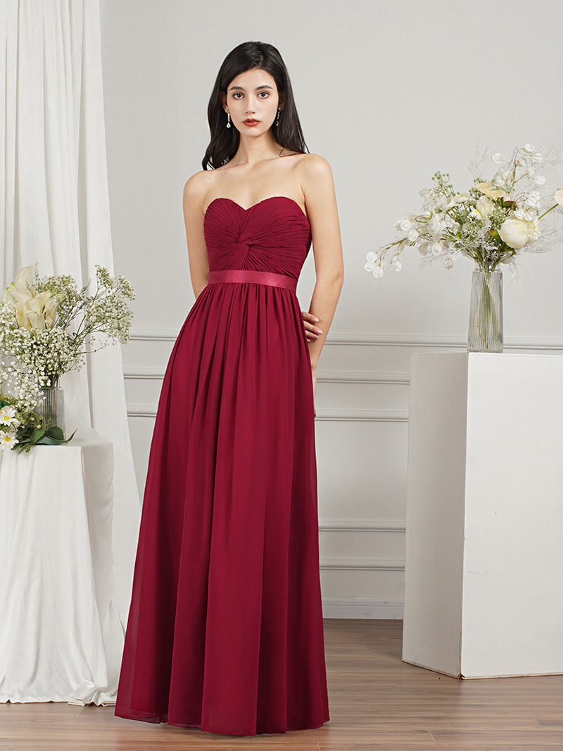 Biztunnel Long A-line Strapless Chiffon Bridesmaid Dress with Draped Biztunnel Long A-line Strapless Chiffon Bridesmaid Dress with Draped