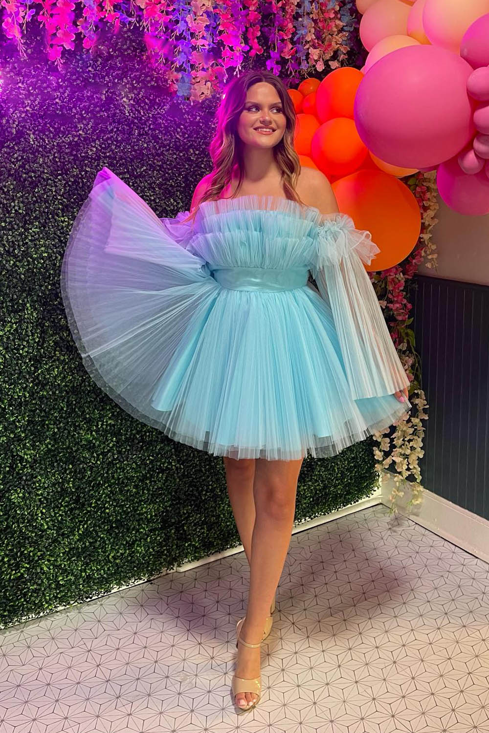 Black A-Line Detachable Long Sleeves Tulle Short Homecoming Dress Black A-Line Detachable Long Sleeves Tulle Short Homecoming Dress