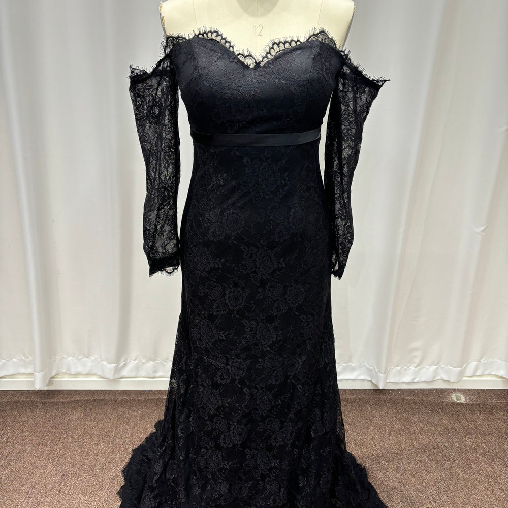 
                  
                    Elegant Long Sleeves Mermaid Black Evening Dresses with Sash
                  
                