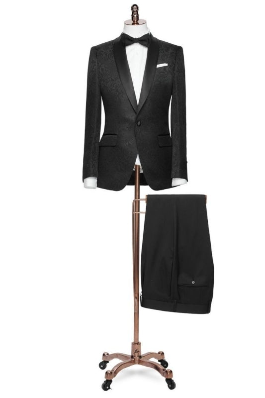 Arthur Black Jacquard Shawl Lapel Two Pieces Slim Fit Wedding Suits