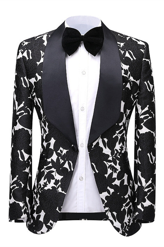 Don Bespoke Black Shawl Lapel Jacquard Two Pieces Wedding Suits