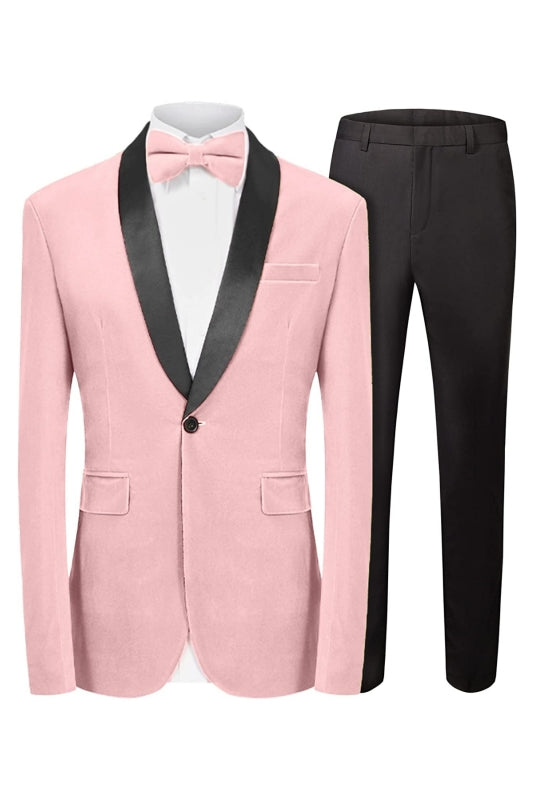 Bob Modern Pink Shawl Lapel Two Pieces Mens Suits For Wedding