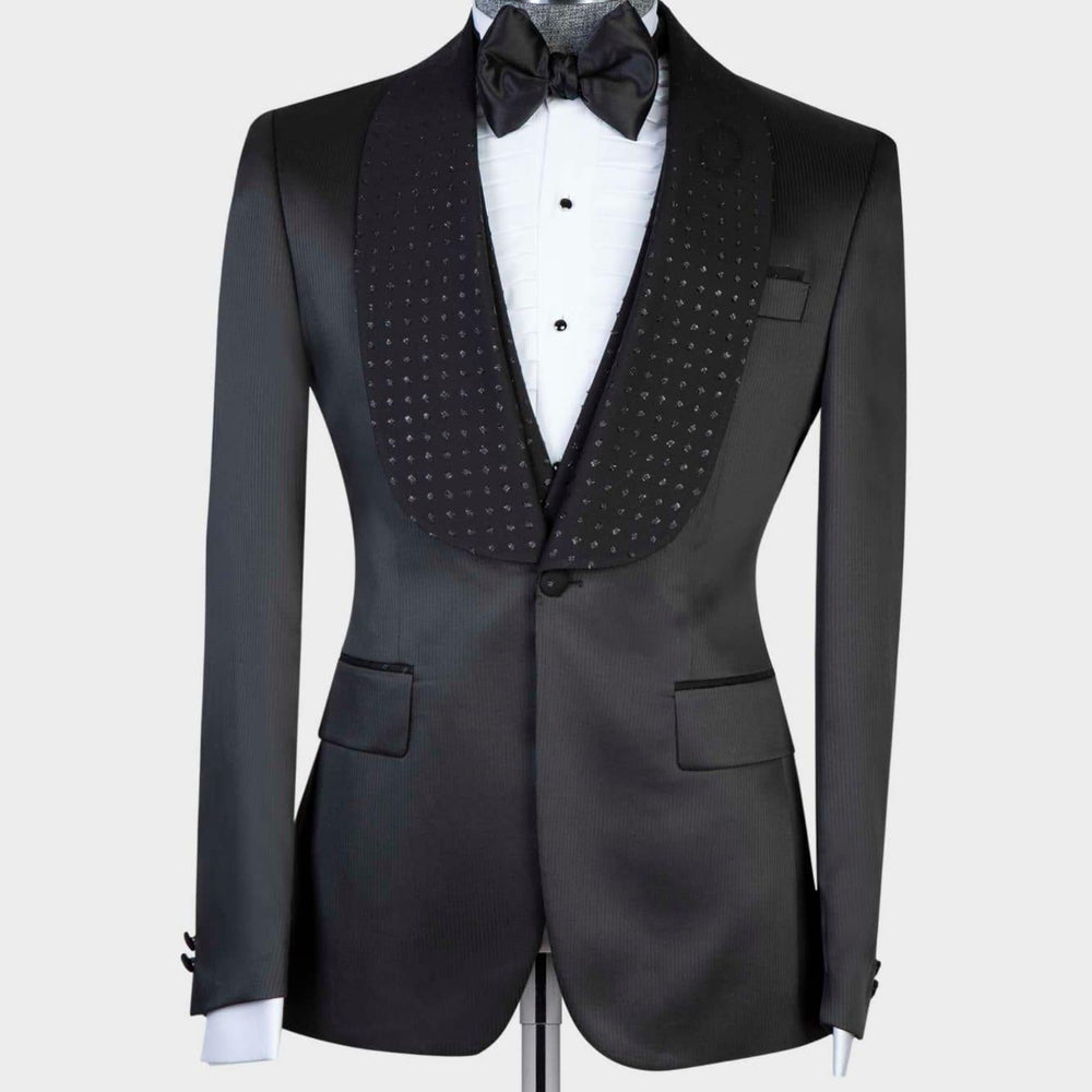 
                  
                    Bradford Black Two Pieces Shawl Lapel Bespoke Wedding Suits
                  
                