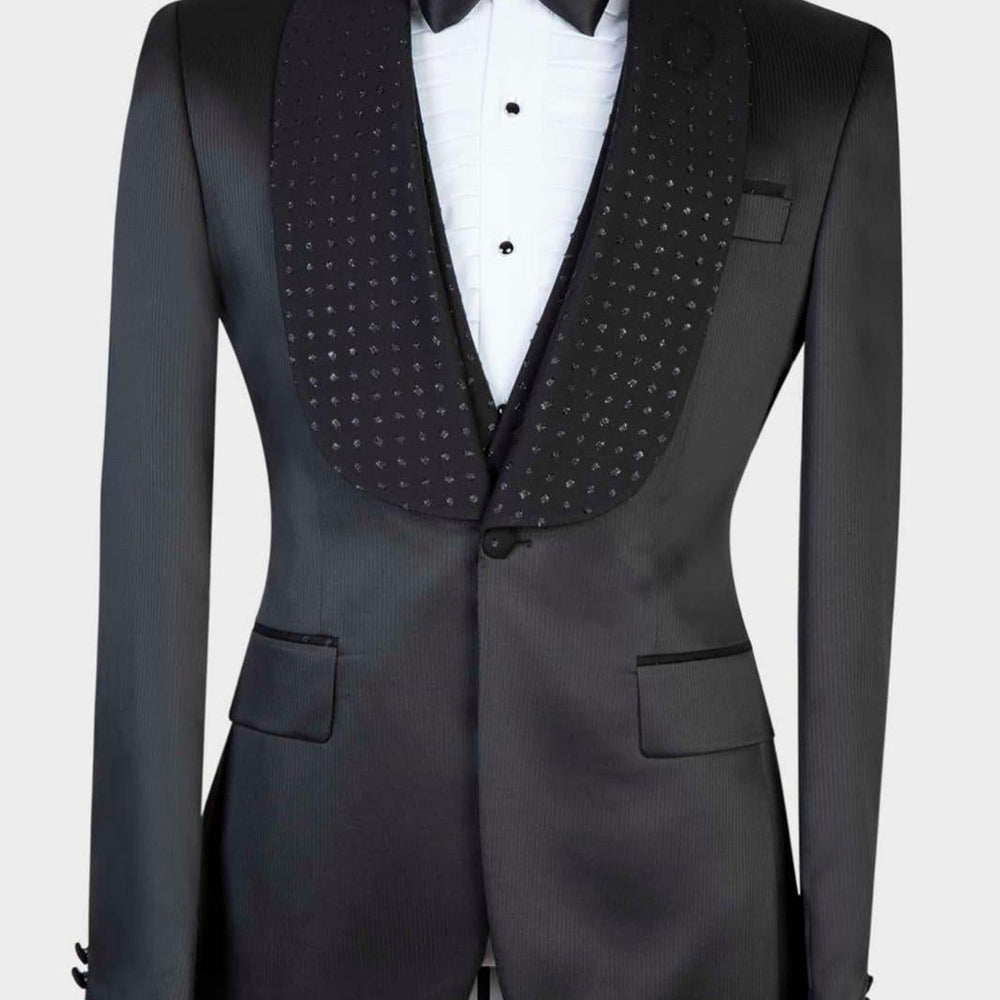 Bradford Black Two Pieces Shawl Lapel Bespoke Wedding Suits