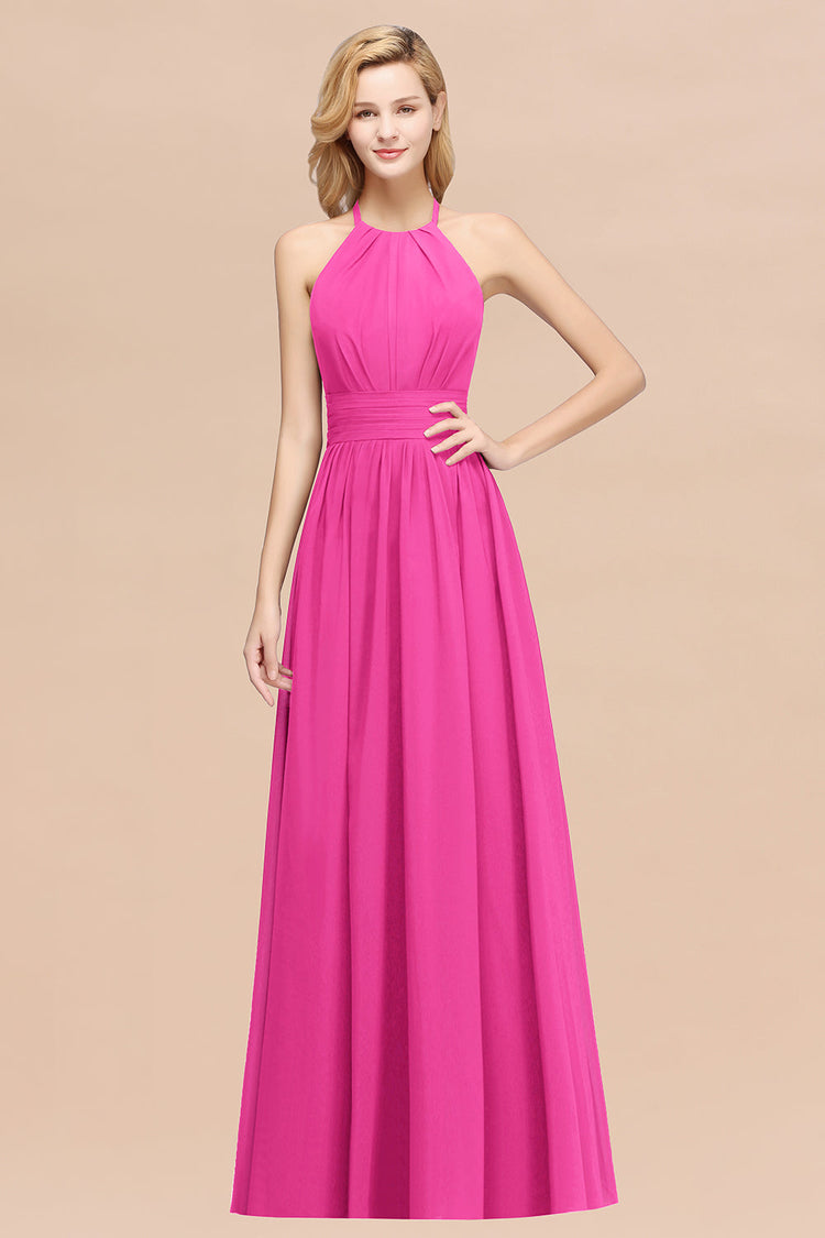 A-Line One Shoulder Burgundy Long Bridesmaid Dress with Ruffles
