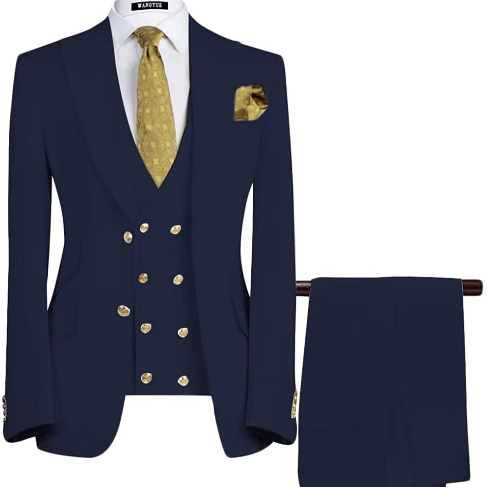 
                  
                    Burke Bespoke Navy Blue Three Pieces Peaked Lapel Business Men Suits
                  
                