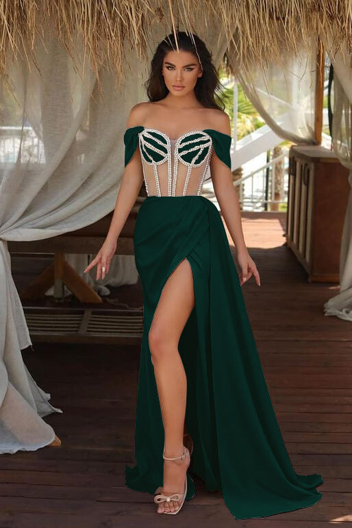 Burgundy Long Off The Shoulder Mermaid Ruffles Evening Dress with Split Burgundy Long Off The Shoulder Mermaid Ruffles Evening Dress with Split