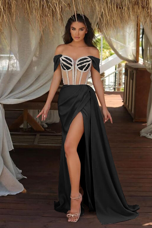 Burgundy Long Off The Shoulder Mermaid Ruffles Evening Dress with Split Burgundy Long Off The Shoulder Mermaid Ruffles Evening Dress with Split