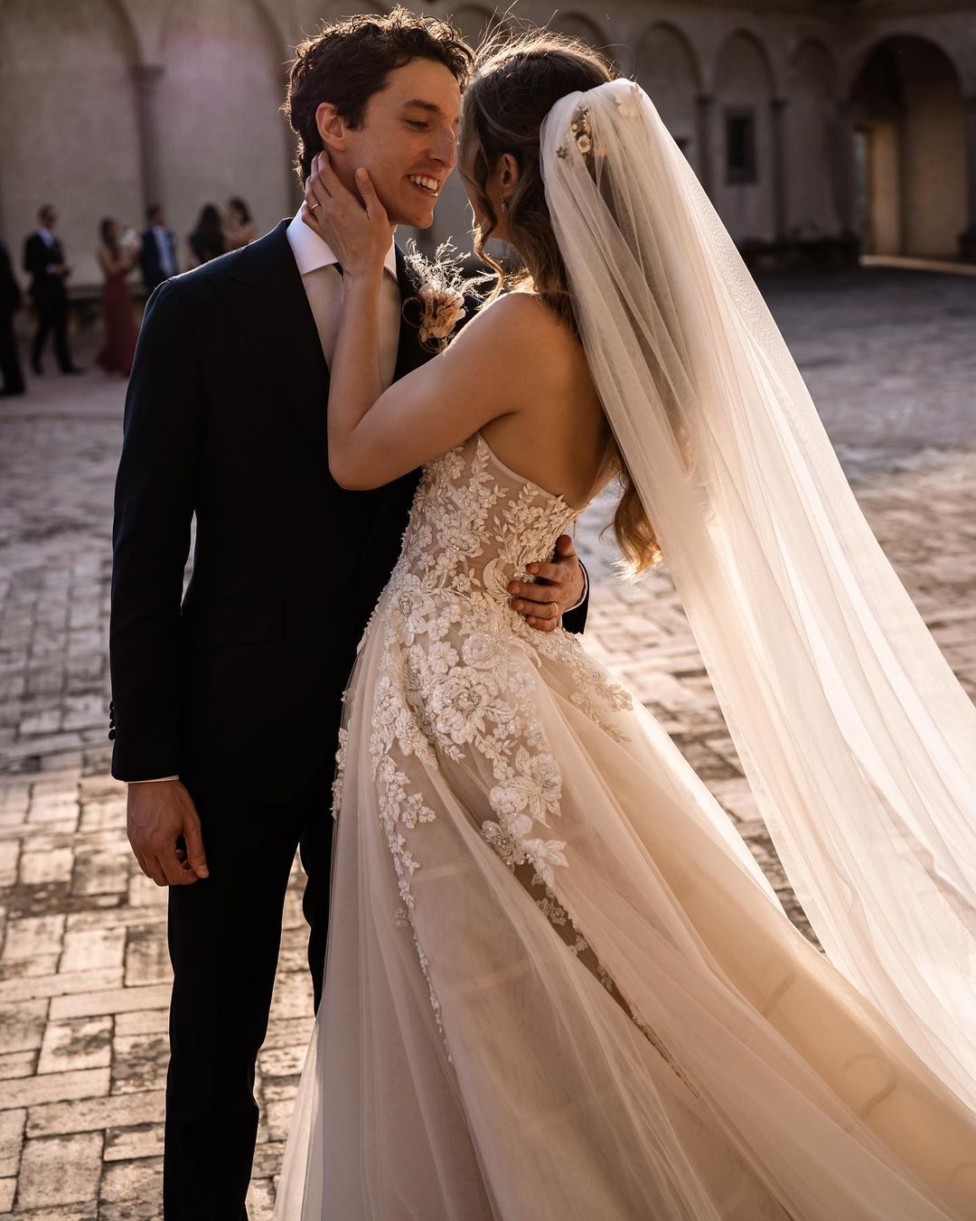 Charming Long A-line Applique Lace Tulle Wedding Dresses, WD0171 main image 0