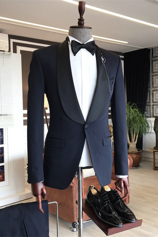 Chester Black Shawl Lapel Two Pieces Bespoke Wedding Suits