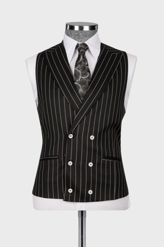 
                  
                    Chester Black Striped Peaked Lapel Three Pieces Business Men Suits
                  
                