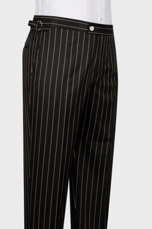 
                  
                    Chester Black Striped Peaked Lapel Three Pieces Business Men Suits
                  
                