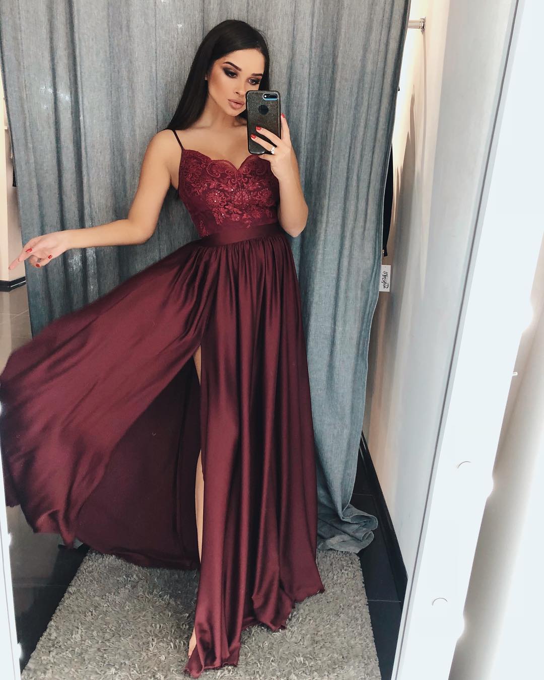 Load image into Gallery viewer, Chic A-Line V-neck Chiffon Lace Long Prom Dress With Slit-BIZTUNNEL
