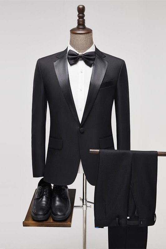 Carr Chic Black Notched Lapel Two Pieces Men Suits For Prom