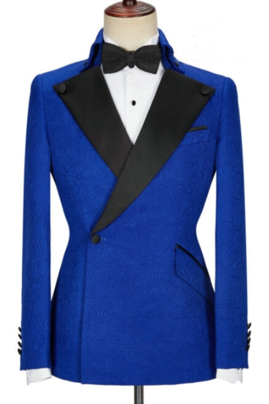 Zebulon Chic Blue Peaked Lapel Two Pieces Prom Suits