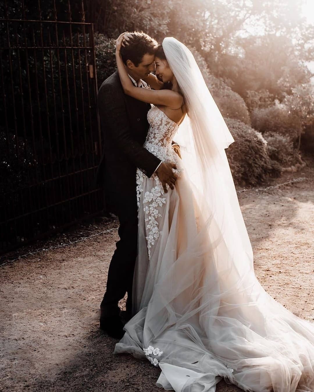 Gorgeous Long A-line Sweetheart Satin Lace Tulle Wedding Dress with sleeves main image 1