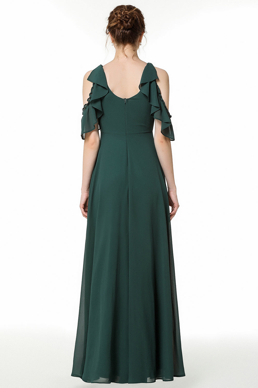 Load image into Gallery viewer, Chic Long Chiffon A-Line Bridesmaid Dress With Ruffles Embellishment-BIZTUNNEL
