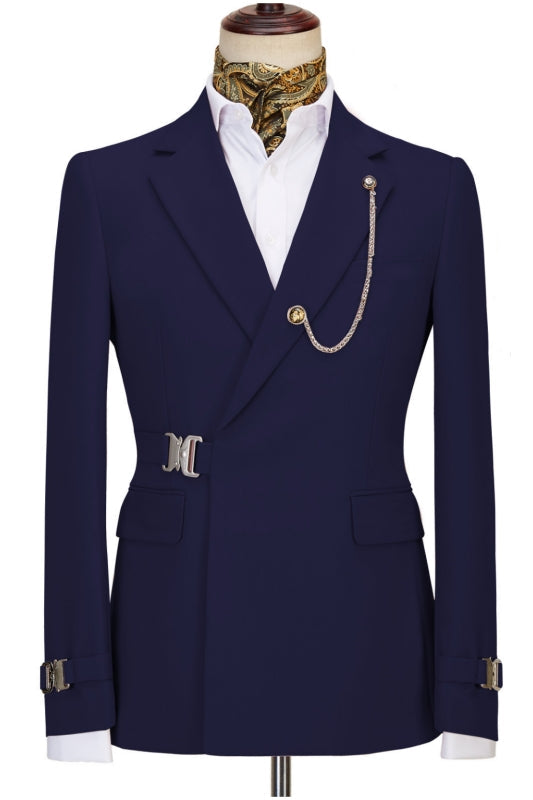 Mortimer Chic Navy Blue Naotched Lapel Men Suits For Prom