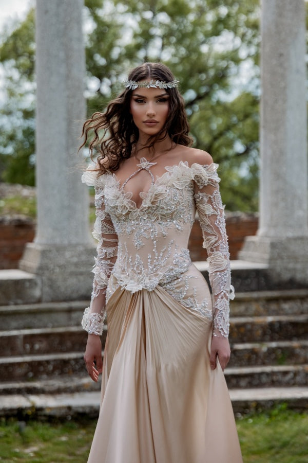 
                  
                    Chic Off-the-Shoulder Sequined Evening Dresses with Long Sleeves
                  
                