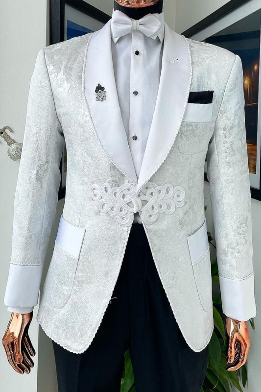 Booth Chic Slivery Shawl Lapel Two Pieces Wedding Suits