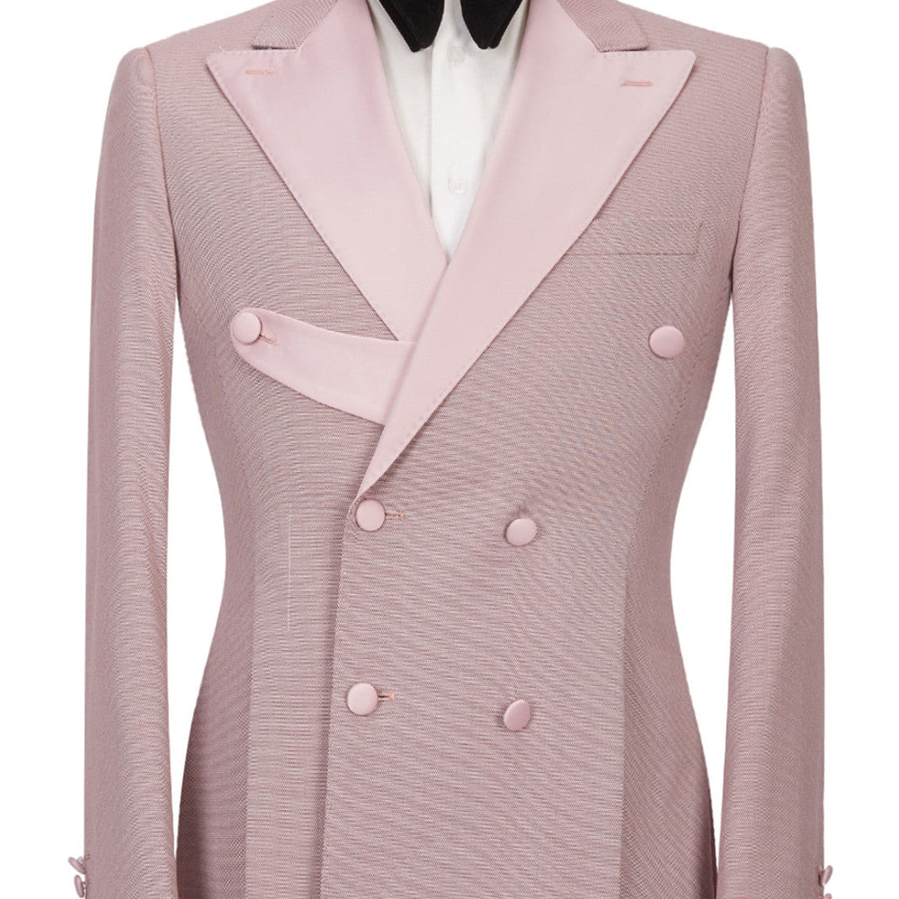 Christopher Stylish Pink Double Breasted Peaked Lapel Men Suits
