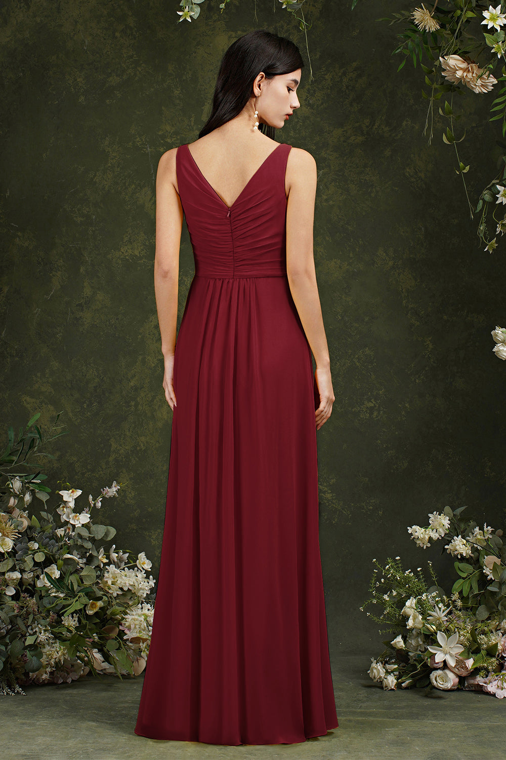 Classy A-Line Chiffon Bateau Backless Front Slit Long Bridesmaid Dress With Pockets Classy A-Line Chiffon Bateau Backless Front Slit Long Bridesmaid Dress With Pockets