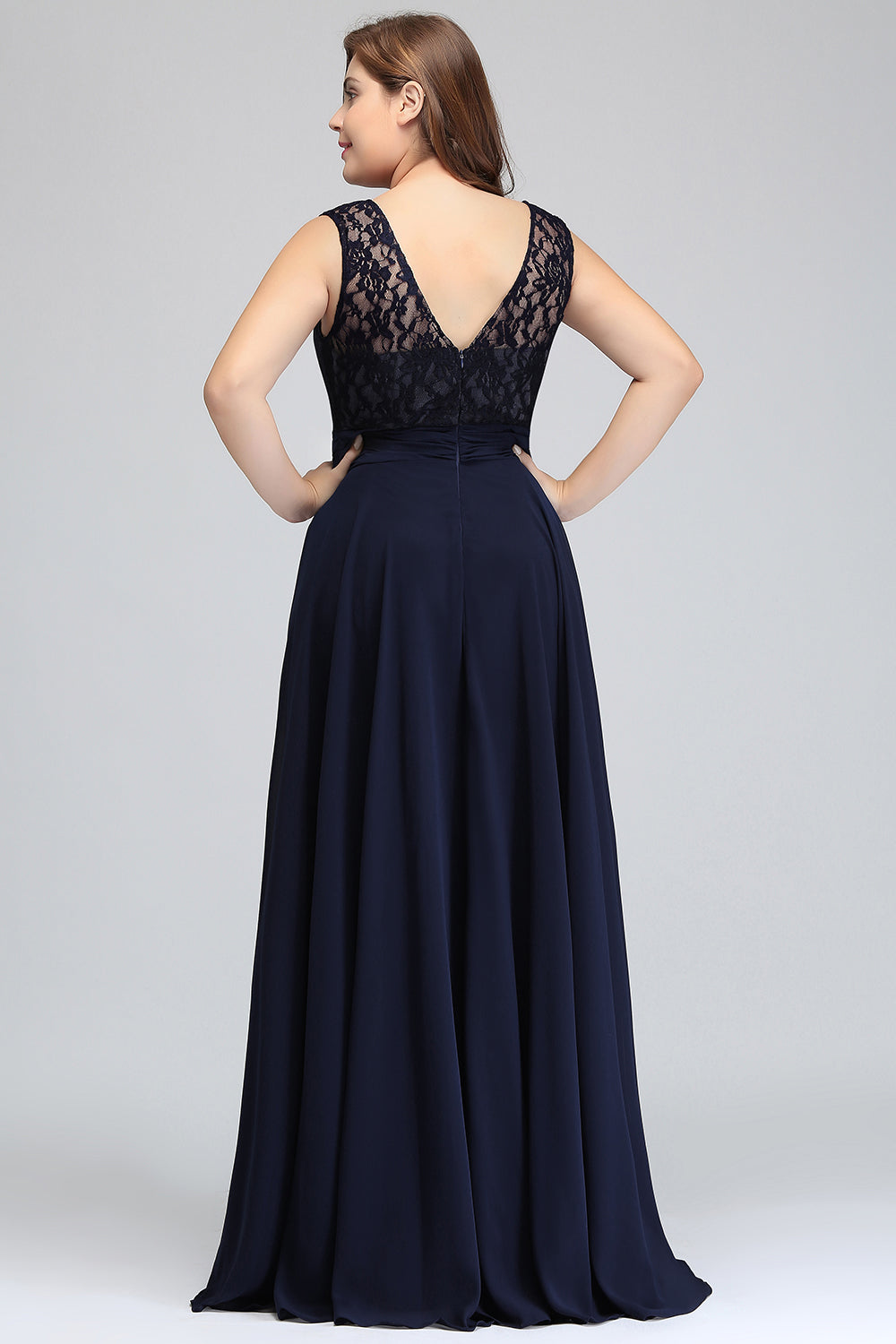 Classy Long A-Line Chiffon Bateau Sleeveless Dark Navy Bridesmaid Dres