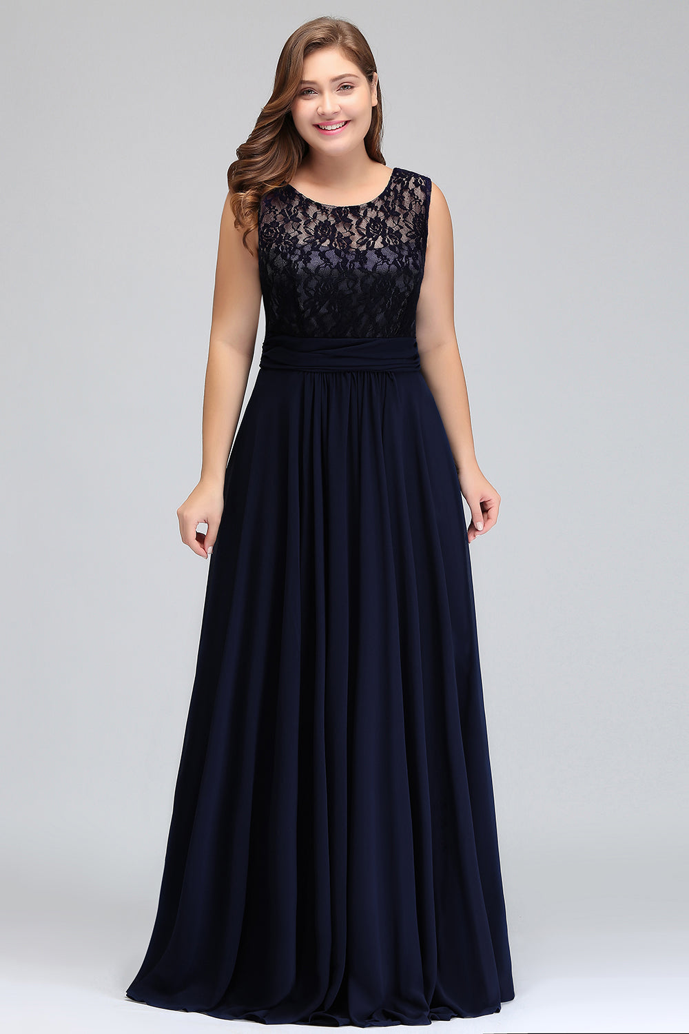 Classy Long A-Line Chiffon Bateau Sleeveless Dark Navy Bridesmaid Dress Classy Long A-Line Chiffon Bateau Sleeveless Dark Navy Bridesmaid Dress