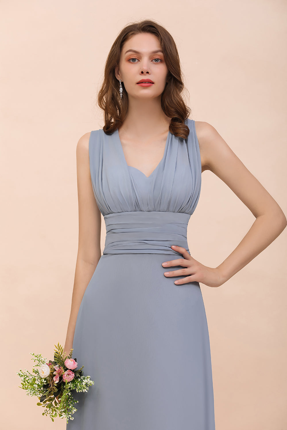 Classy Long A-Line Chiffon Bridesmaid Dresses With Ruched Classy Long A-Line Chiffon Bridesmaid Dresses With Ruched