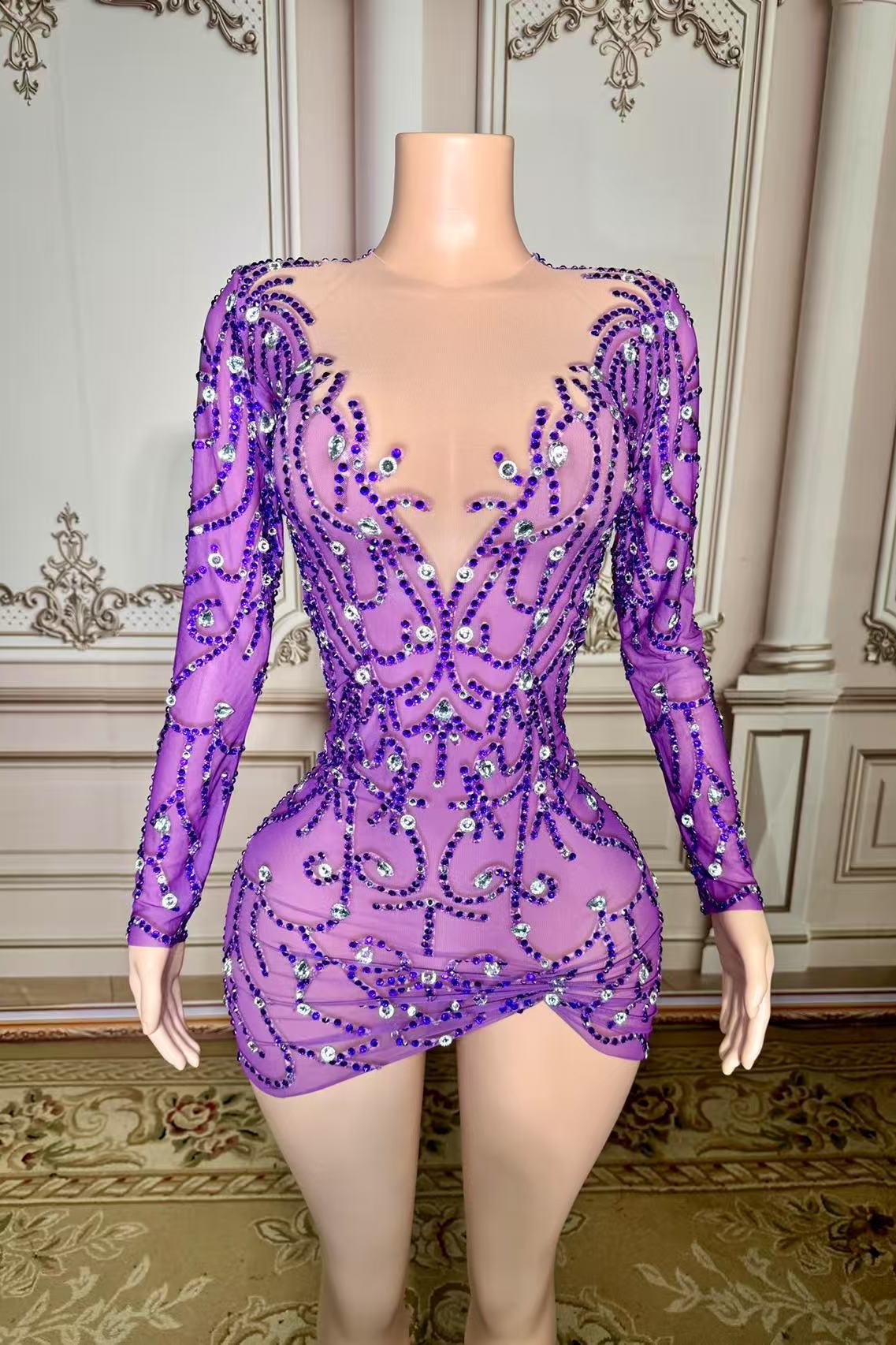 Crew Neck Tulle Sheath Mini Homecoming Dress with Diamonds Crew Neck Tulle Sheath Mini Homecoming Dress with Diamonds