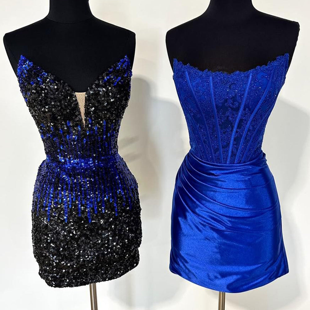 
                  
                    Dark Green Strapless Satin Corset Tight Short Homecoming Dress (Gloves not Included)
                  
                