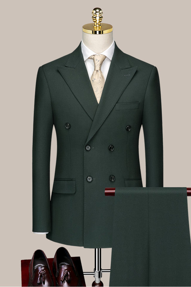 Nicholas Dark Green Stylish Double Breasted Men Suit for Prom