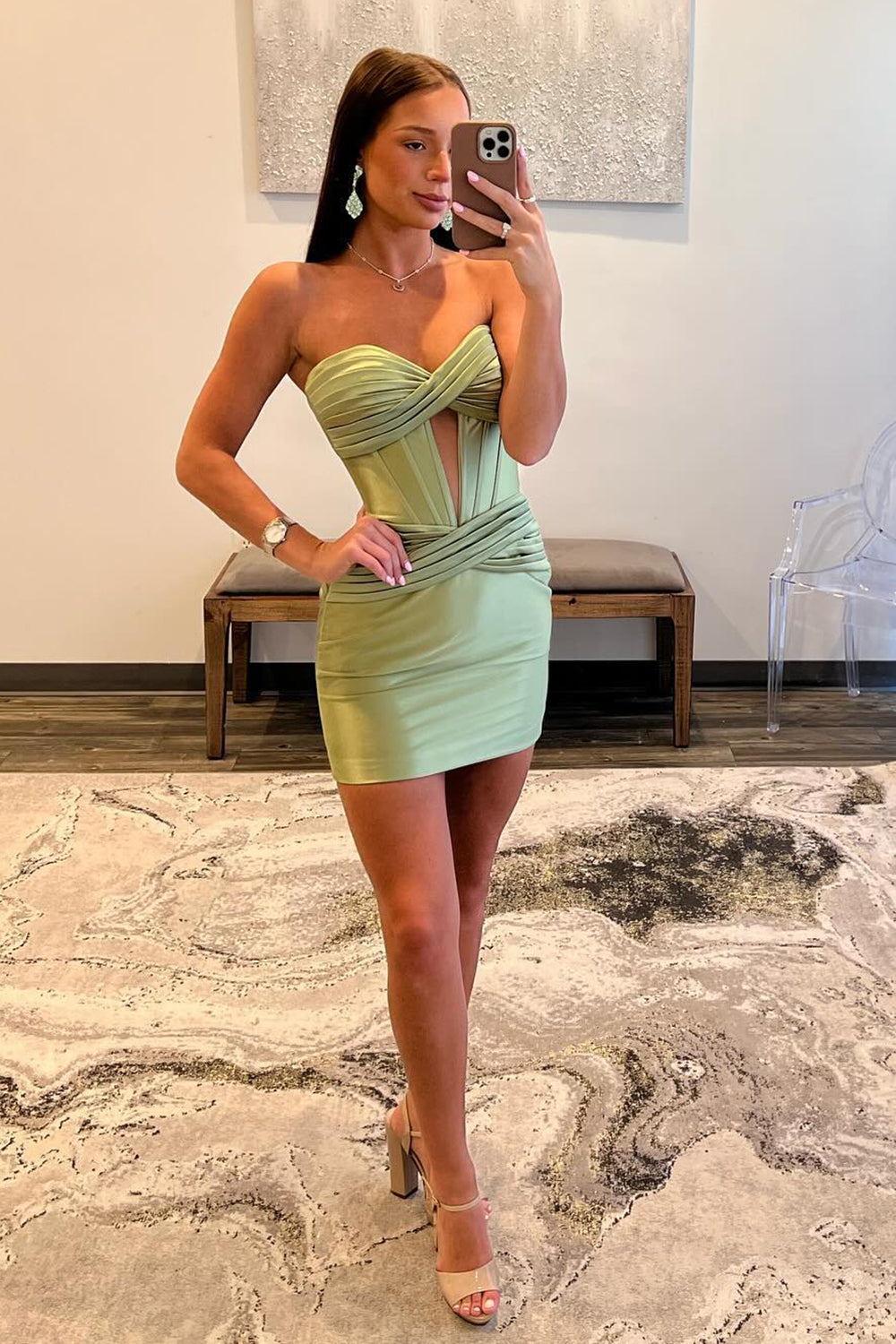 dark green corset dress Wedtrend Women Sparkly Dark Green Prom Dress with Slit Mermaid Strapless Corset Evening Party Dress, Dark Green / US8