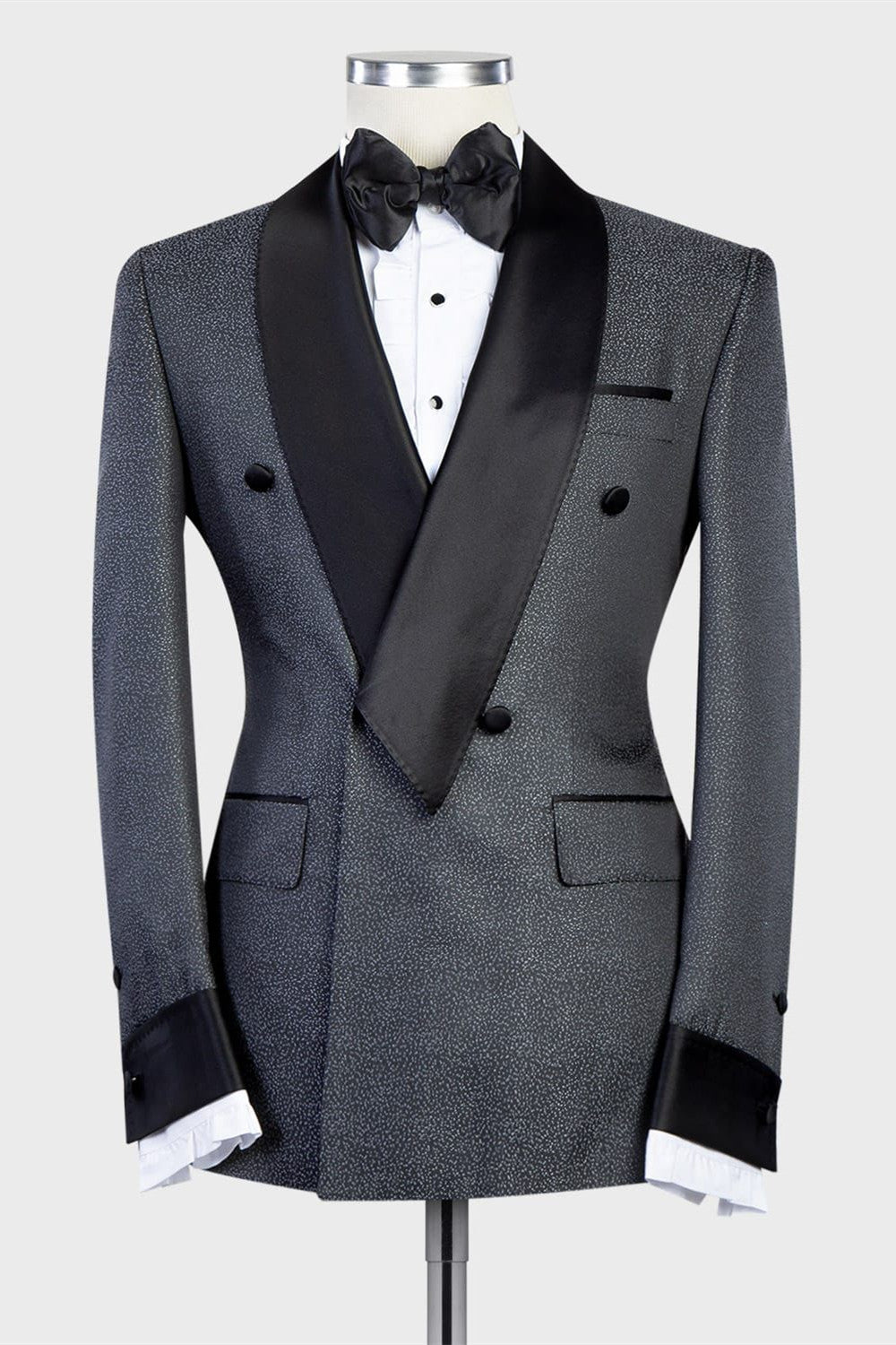 Albert latest Design Dark Grey Double Breasted Shawl Lapel Best Fitted Men Suits