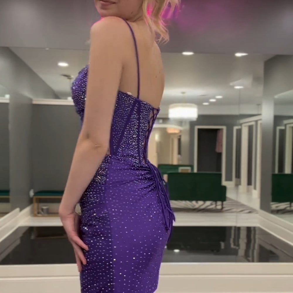 dark purple tight dress Dark Purple Sparkly Corset Tight Short Homecoming Dress With Beadings –  BIZTUNNEL