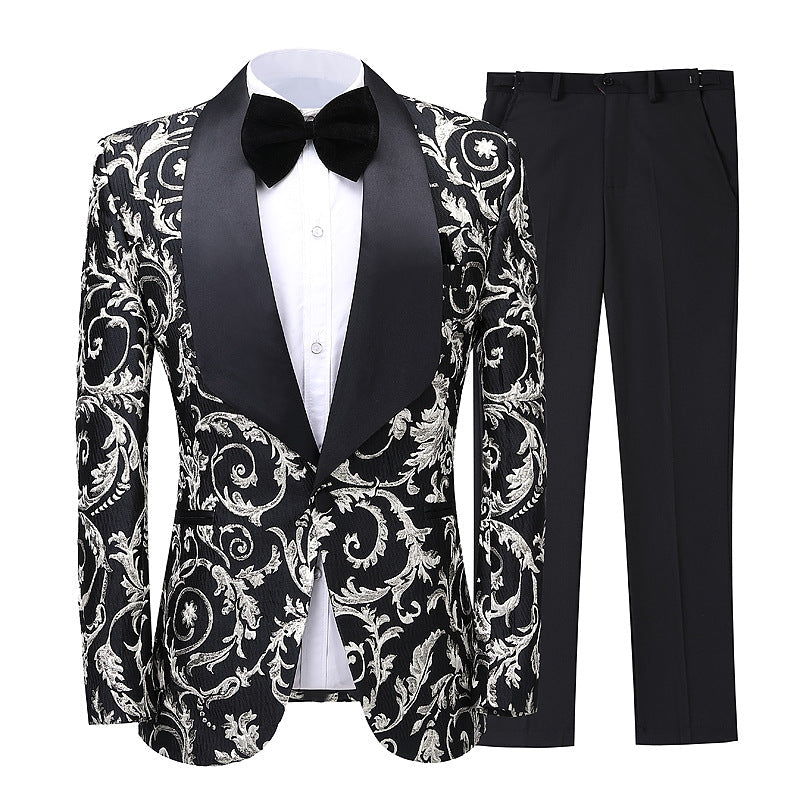 
                  
                    Dick Modern Black Shawl Lapel Jacquard Wedding Suits For Men
                  
                