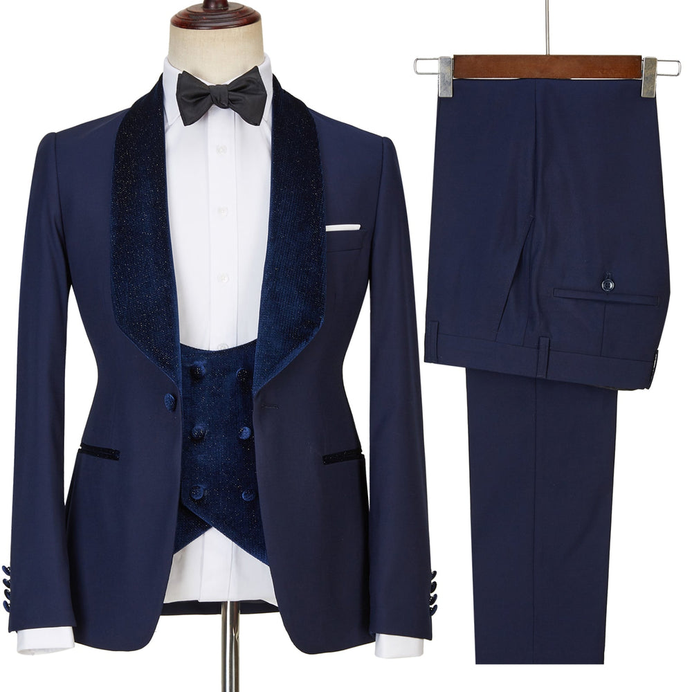 
                  
                    Dylan latest Design Navy Blue Best Fitted Three Pieces Sparkle Men Suits
                  
                