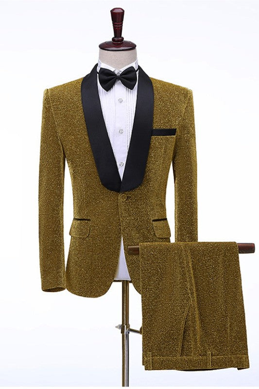 Edward Chic Curry Shawl Lapel Two Pieces Wedding Suits