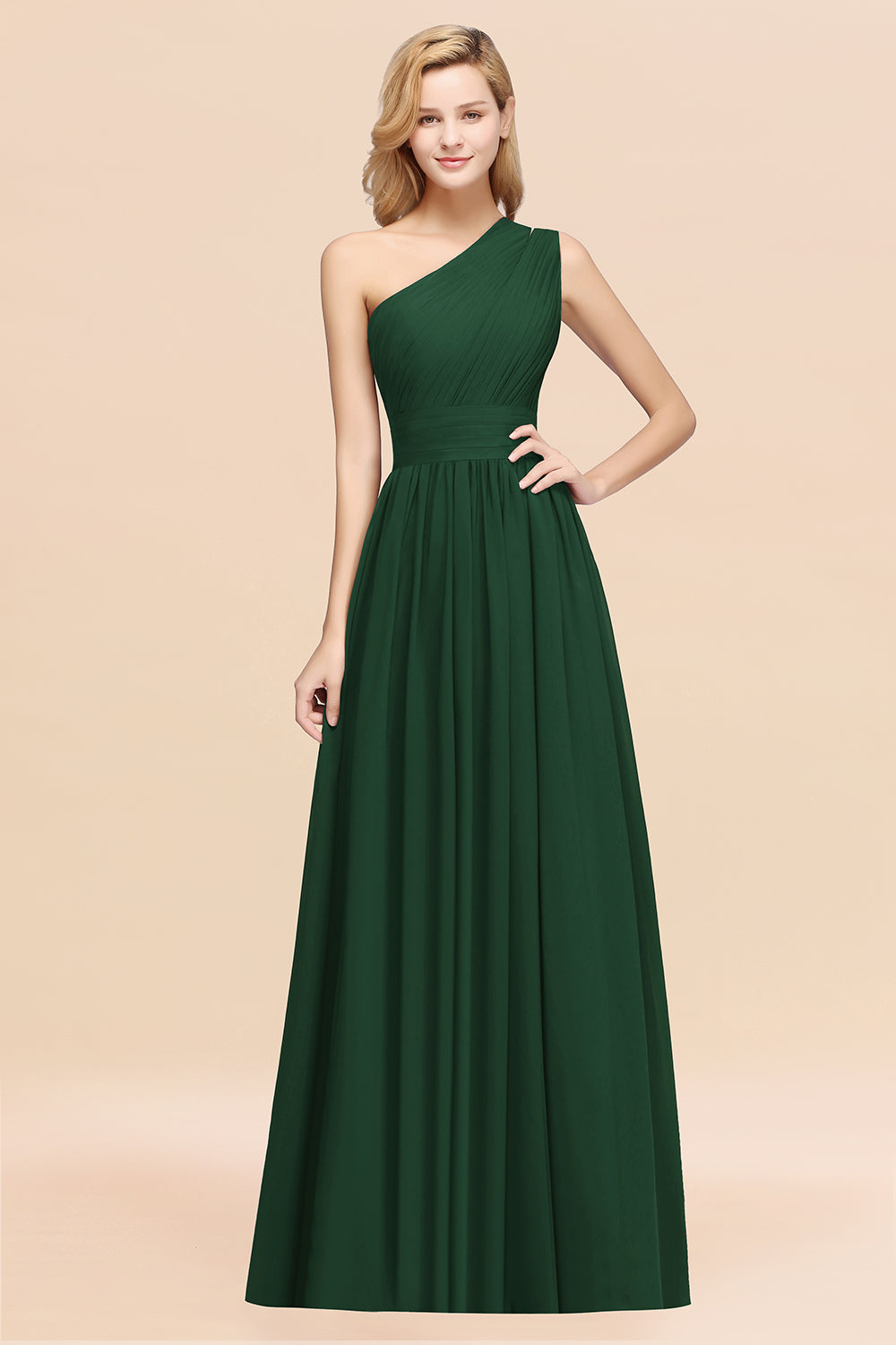 Elegant A-Line Chiffon One Shoulder Ruffles Long Bridesmaid Dresses Elegant A-Line Chiffon One Shoulder Ruffles Long Bridesmaid Dresses