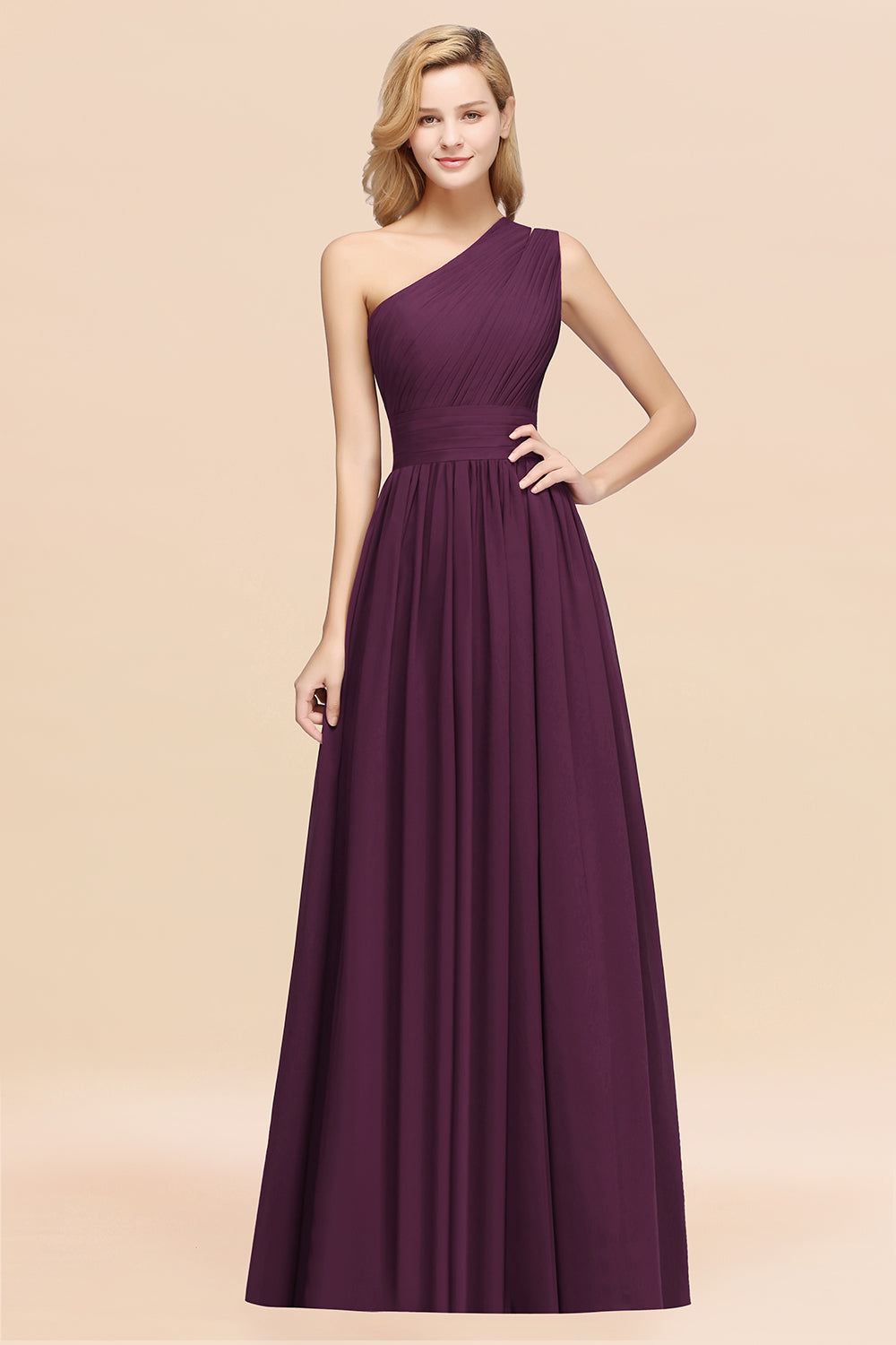 Elegant A-Line Chiffon One Shoulder Ruffles Long Bridesmaid Dresses Elegant A-Line Chiffon One Shoulder Ruffles Long Bridesmaid Dresses