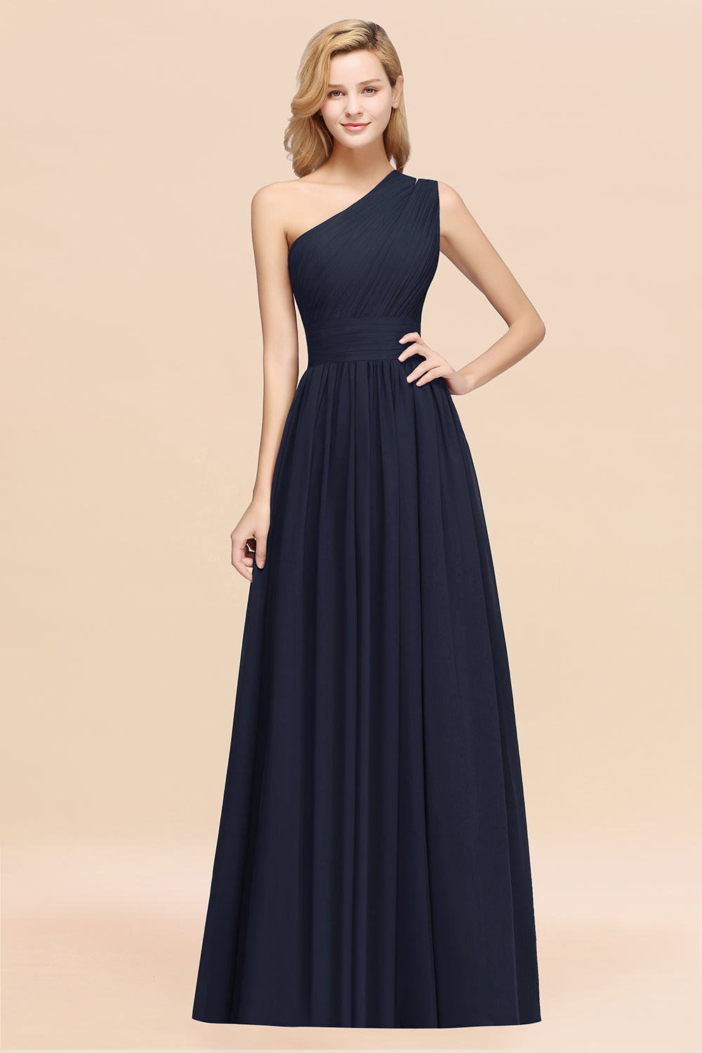 Elegant A-Line Chiffon One Shoulder Ruffles Long Bridesmaid Dresses Elegant A-Line Chiffon One Shoulder Ruffles Long Bridesmaid Dresses