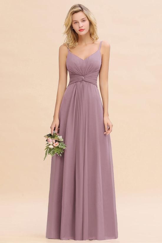 Long Spaghetti Strap Chiffon Bridesmaid Dress Turquoise Plus Size