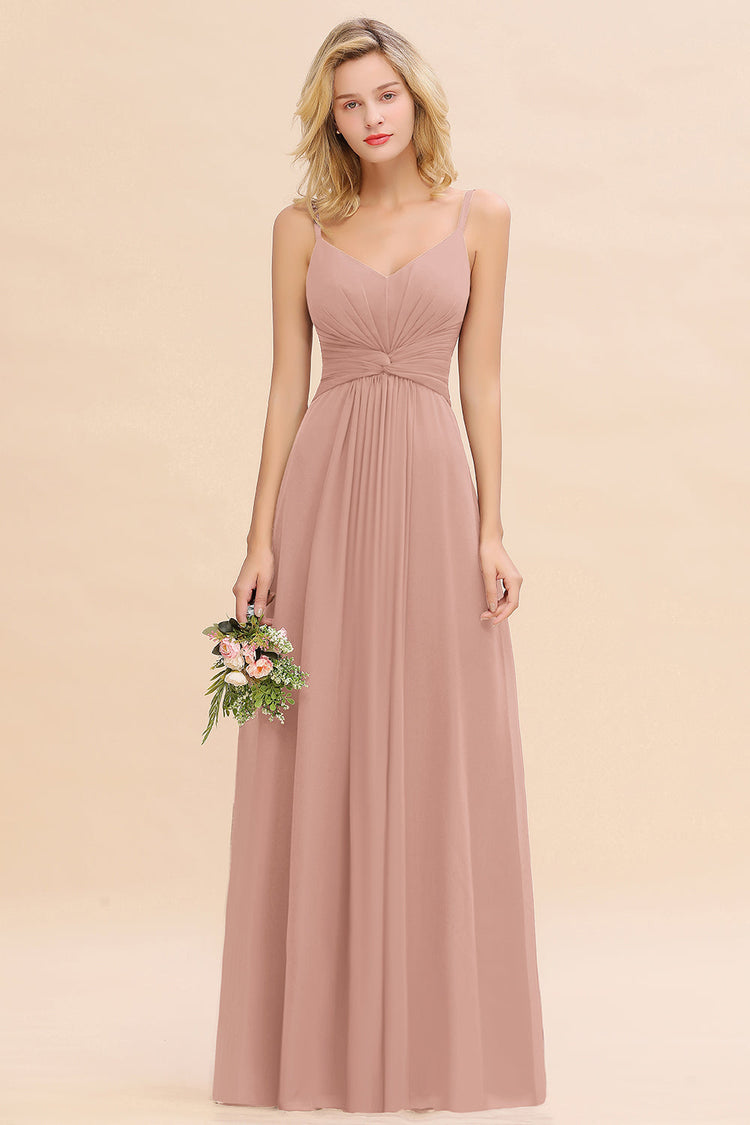 Ruffled Spaghetti Strap A-Line Chiffon Bridesmaid Dress in Buttercup main image 0