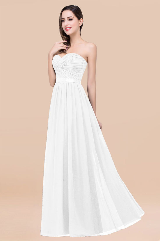 Elegant Pink Chiffon Sweetheart Long Bridesmaid Dress, Prom Dress main image 1