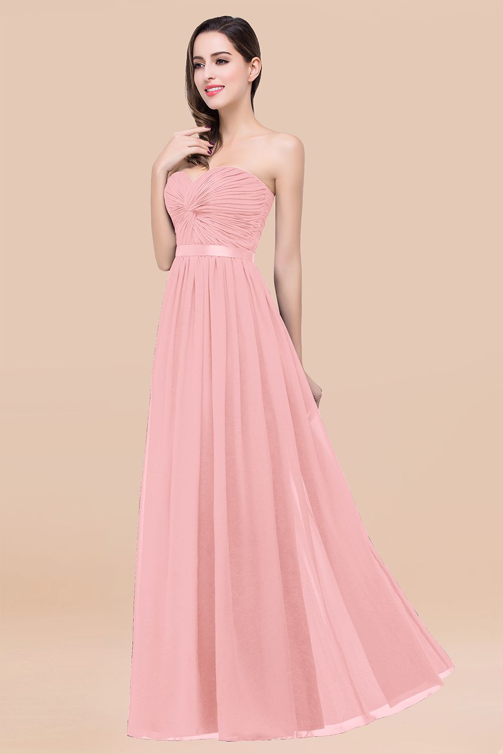 Elegant A-line Chiffon Sweetheart Floor-Length Long Bridesmaid Dresses