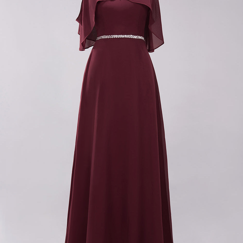 
                  
                    elegant A-line Chiffon V-Neck Spaghetti Straps Long Bridesmaid Dresses with Beading Sash-BIZTUNNEL
                  
                